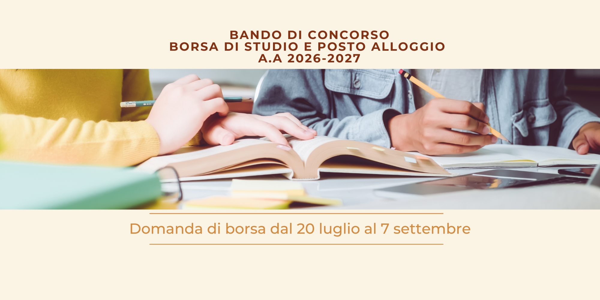Bando di concorso Borsa di Studio e Posto Alloggio a.a. 2026-2027